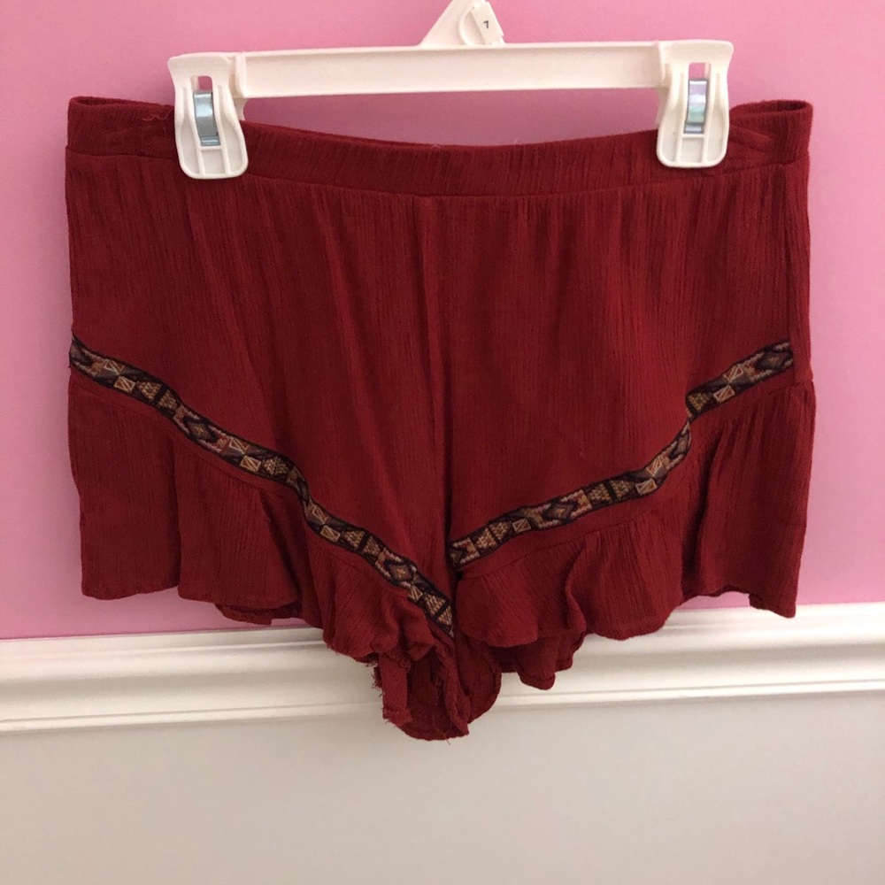 Red Flowy Shorts